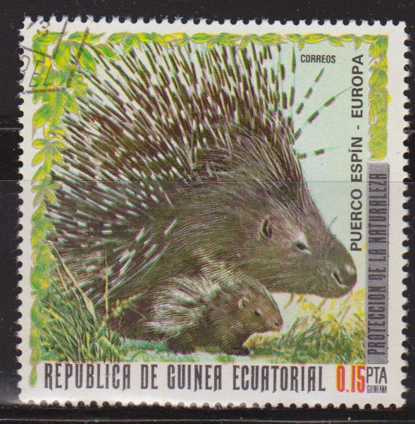 z vendido Guinea Ecuatorial 1976 Michel 0888 Sello * Fauna Animales Puerco Espin Guinée Equatoriale Preobliteré Matasello de favor Preobliterado 